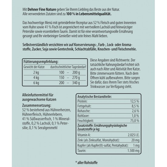 Dehner Fine Nature Cat Food, food grade quality, Calf, 6 x 400g (2400g) Dehner Fine Nature Cat Food, food grade quality, Calf, 6 x 400g (2400g)