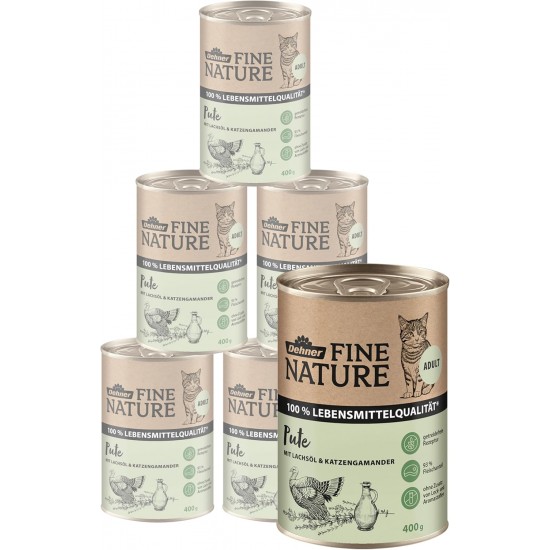 Dehner Fine Nature Cat Food, food grade quality, Calf, 6 x 400g (2400g) Dehner Fine Nature Cat Food, food grade quality, Calf, 6 x 400g (2400g)