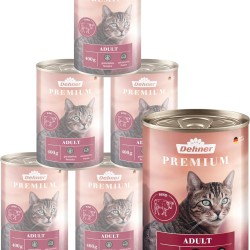 Dehner Premium Cat Food, Wet Food, Grain-Free, for Adult Cats, Beef, 6 x 400 g Tin (2.4 kg) Dehner Premium Cat Food, Wet Food, Grain-Free, for Adult Cats, Beef, 6 x 400 g Tin (2.4 kg)