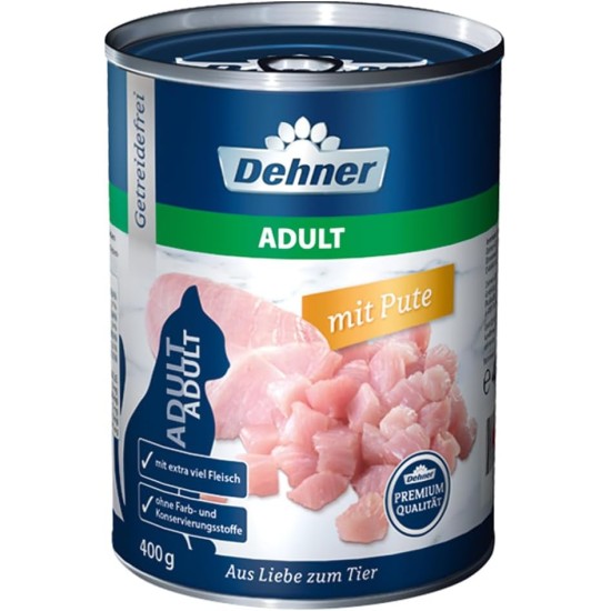 Dehner Premium Cat Food, Wet Food, Grain-Free, for Adult Cats, Beef, 6 x 400 g Tin (2.4 kg) Dehner Premium Cat Food, Wet Food, Grain-Free, for Adult Cats, Beef, 6 x 400 g Tin (2.4 kg)