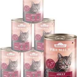 Dehner Premium Cat Food, Wet Food, Grain-Free, for Adult Cats, Beef, 6 x 400 g Tin (2.4 kg) Dehner Premium Cat Food, Wet Food, Grain-Free, for Adult Cats, Beef, 6 x 400 g Tin (2.4 kg)
