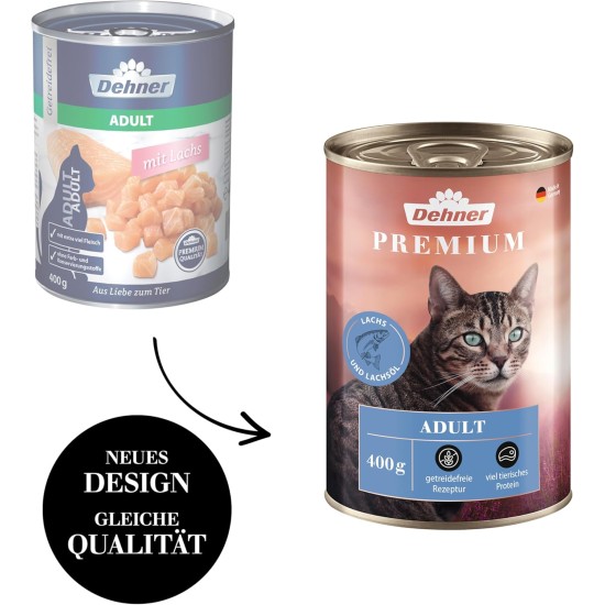 Dehner Premium Cat Food, Wet Food, Grain Free, for Adult Cats, Poultry, 6 x 400 g Tubs (2.4 kg) Dehner Premium Cat Food, Wet Food, Grain Free, for Adult Cats, Poultry, 6 x 400 g Tubs (2.4 kg)