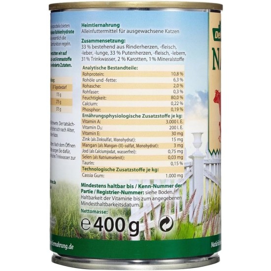 Dehner Premium Cat Food, Wet Food, Grain Free, for Adult Cats, Poultry, 6 x 400 g Tubs (2.4 kg) Dehner Premium Cat Food, Wet Food, Grain Free, for Adult Cats, Poultry, 6 x 400 g Tubs (2.4 kg)