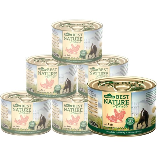 Dehner Premium Cat Food, Wet Food, Grain Free, for Adult Cats, Poultry, 6 x 400 g Tubs (2.4 kg) Dehner Premium Cat Food, Wet Food, Grain Free, for Adult Cats, Poultry, 6 x 400 g Tubs (2.4 kg)