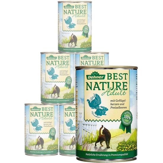 Dehner Premium Cat Food, Wet Food, Grain Free, for Adult Cats, Poultry, 6 x 400 g Tubs (2.4 kg) Dehner Premium Cat Food, Wet Food, Grain Free, for Adult Cats, Poultry, 6 x 400 g Tubs (2.4 kg)