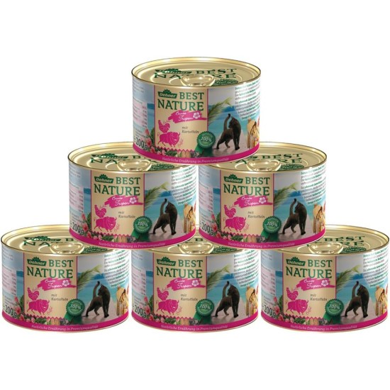 Dehner Premium Cat Food, Wet Food, Grain Free, for Adult Cats, Poultry, 6 x 400 g Tubs (2.4 kg) Dehner Premium Cat Food, Wet Food, Grain Free, for Adult Cats, Poultry, 6 x 400 g Tubs (2.4 kg)
