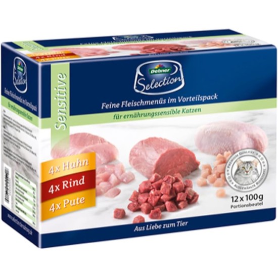 Dehner Premium Cat Food, Wet Food, Grain Free, for Adult Cats, Salmon, 12 x 100 g Bags (1.2 kg) Dehner Premium Cat Food, Wet Food, Grain Free, for Adult Cats, Salmon, 12 x 100 g Bags (1.2 kg)
