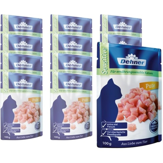 Dehner Premium Cat Food, Wet Food, Grain Free, for Adult Cats, Salmon, 12 x 100 g Bags (1.2 kg) Dehner Premium Cat Food, Wet Food, Grain Free, for Adult Cats, Salmon, 12 x 100 g Bags (1.2 kg)