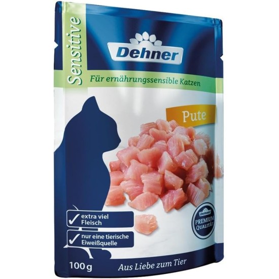 Dehner Premium Cat Food, Wet Food, Grain Free, for Adult Cats, Salmon, 12 x 100 g Bags (1.2 kg) Dehner Premium Cat Food, Wet Food, Grain Free, for Adult Cats, Salmon, 12 x 100 g Bags (1.2 kg)