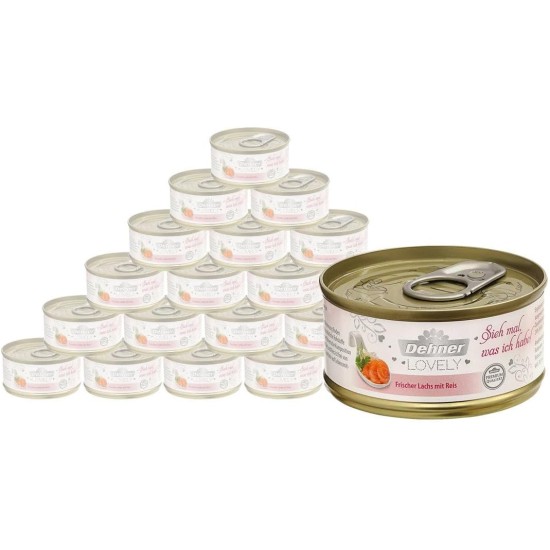 Dehner Premium Lovely Cat Food Wet Food Gluten Free Adult Cat Tuna Rice 24 x 70g Tin (1.68kg) Dehner Premium Lovely Cat Food Wet Food Gluten Free Adult Cat Tuna Rice 24 x 70g Tin (1.68kg)