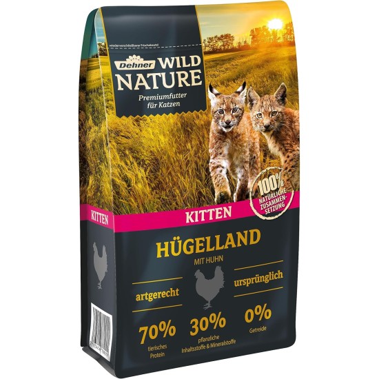 Dehner Wild Nature Kitten Hügelland, Wet Food Grain-Free / Sugar-Free, for Young Cats, Chicken, 6 x 400 g Tin (2.4 kg) Dehner Wild Nature Kitten Hügelland, Wet Food Grain-Free / Sugar-Free, for Young Cats, Chicken, 6 x 400 g Tin (2.4 kg)