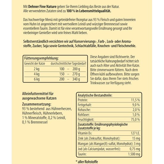 Dehner fine nature Cat Food Adult, Chicken, Quality of Life Dehner fine nature Cat Food Adult, Chicken, Quality of Life