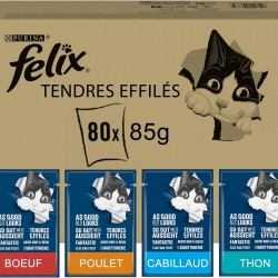FELIX | Delicate Conical | Adult Cat | Jelly | 100% Complete and Balanced Formula | With Tuna, Cod, Beef and Chicken | Fresh Bag | 80 x 85g FELIX | Delicate Conical | Adult Cat | Jelly | 100% Complete and Balanced Formula | With Tuna, Cod, Beef and Chicken | Fresh Bag | 80 x 85g