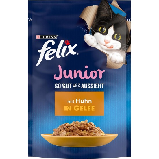 FELIX As Good As It Looks Junior Kitten Food Wet in Jelly with Chicken, Pack of 26 (26 x 85 g) FELIX As Good As It Looks Junior Kitten Food Wet in Jelly with Chicken, Pack of 26 (26 x 85 g)
