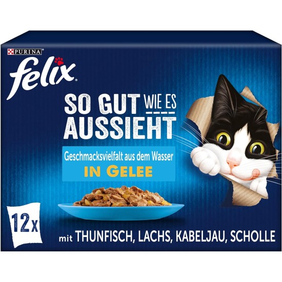 FELIX As Good As It Looks Wet Cat Food in Jelly, Variety Mix, Pack of 6 (6 x 12 Bags of 85 g) FELIX As Good As It Looks Wet Cat Food in Jelly, Variety Mix, Pack of 6 (6 x 12 Bags of 85 g)