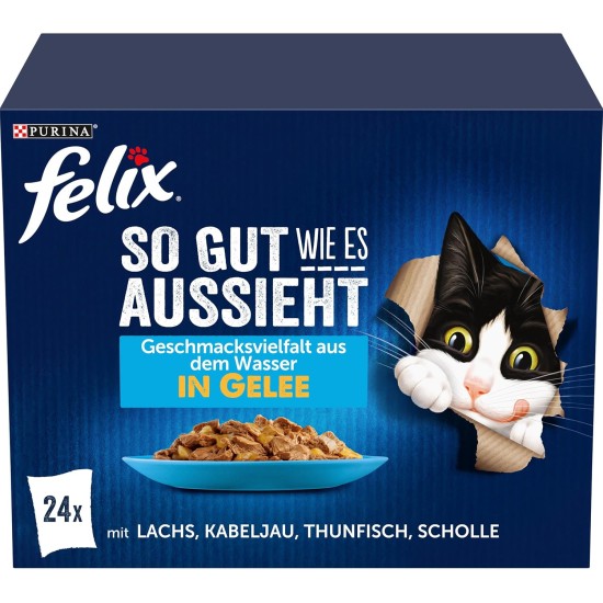 FELIX As Good As It Looks Wet Cat Food in Jelly, Variety Mix, Pack of 6 (6 x 12 Bags of 85 g) FELIX As Good As It Looks Wet Cat Food in Jelly, Variety Mix, Pack of 6 (6 x 12 Bags of 85 g)