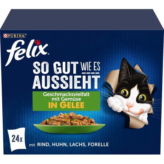 FELIX As Good As It Looks Wet Cat Food in Jelly, Variety Mix, Pack of 6 (6 x 12 Bags of 85 g) FELIX As Good As It Looks Wet Cat Food in Jelly, Variety Mix, Pack of 6 (6 x 12 Bags of 85 g)