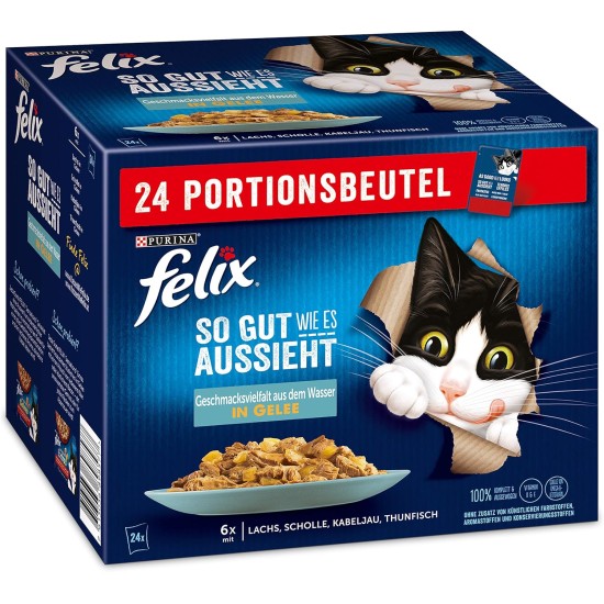 FELIX As Good As It Looks Wet Cat Food in Jelly, Variety Mix, Pack of 6 (6 x 12 Bags of 85 g) FELIX As Good As It Looks Wet Cat Food in Jelly, Variety Mix, Pack of 6 (6 x 12 Bags of 85 g)
