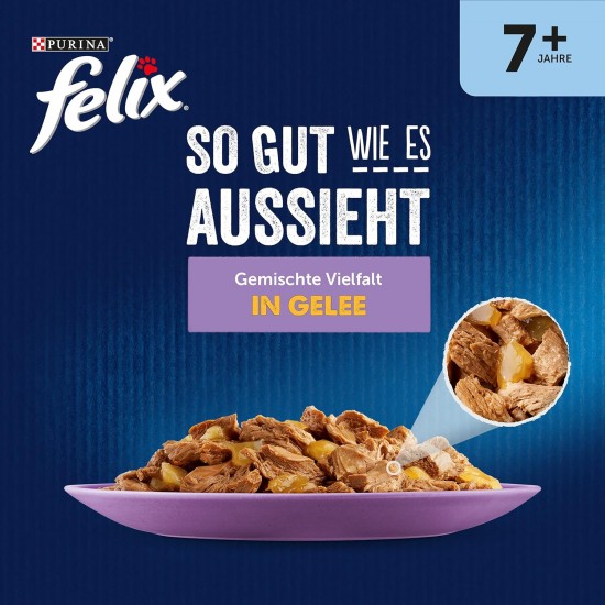 FELIX As Good as It Looks Senior Cat Food Wet in Jelly, with Chicken, Pack of 26 (26 x 85 g) FELIX As Good as It Looks Senior Cat Food Wet in Jelly, with Chicken, Pack of 26 (26 x 85 g)