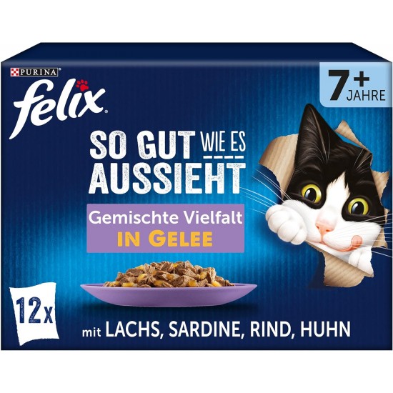 FELIX As Good as It Looks Senior Cat Food Wet in Jelly, with Chicken, Pack of 26 (26 x 85 g) FELIX As Good as It Looks Senior Cat Food Wet in Jelly, with Chicken, Pack of 26 (26 x 85 g)