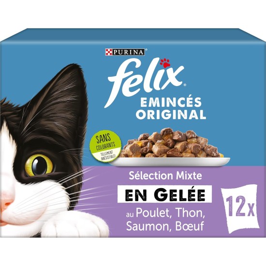 FELIX Chopped Jelly | Adult Cat | Selection of Beef, Salmon, Chicken, Tuna | 12 x 85g | Fresh Bags FELIX Chopped Jelly | Adult Cat | Selection of Beef, Salmon, Chicken, Tuna | 12 x 85g | Fresh Bags
