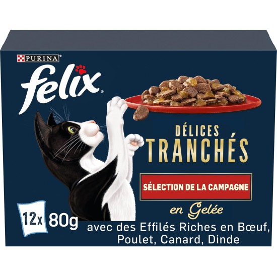 FELIX Country House Delices in Slices | Cat | Jelly | Selection of Beef, Chicken, Duck and Turkey | 12 x 80g | Fresh Bags FELIX Country House Delices in Slices | Cat | Jelly | Selection of Beef, Chicken, Duck and Turkey | 12 x 80g | Fresh Bags