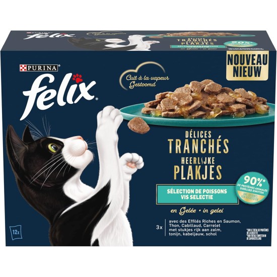 FELIX Country House Delices in Slices | Cat | Jelly | Selection of Beef, Chicken, Duck and Turkey | 12 x 80g | Fresh Bags FELIX Country House Delices in Slices | Cat | Jelly | Selection of Beef, Chicken, Duck and Turkey | 12 x 80g | Fresh Bags