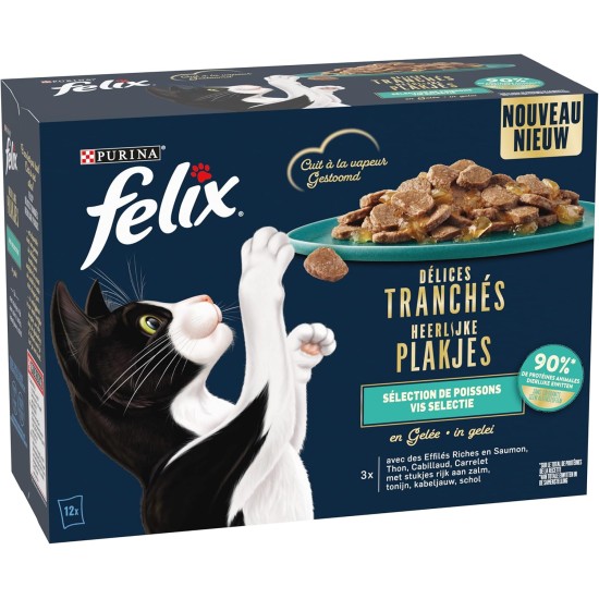 FELIX Country House Delices in Slices | Cat | Jelly | Selection of Beef, Chicken, Duck and Turkey | 12 x 80g | Fresh Bags FELIX Country House Delices in Slices | Cat | Jelly | Selection of Beef, Chicken, Duck and Turkey | 12 x 80g | Fresh Bags