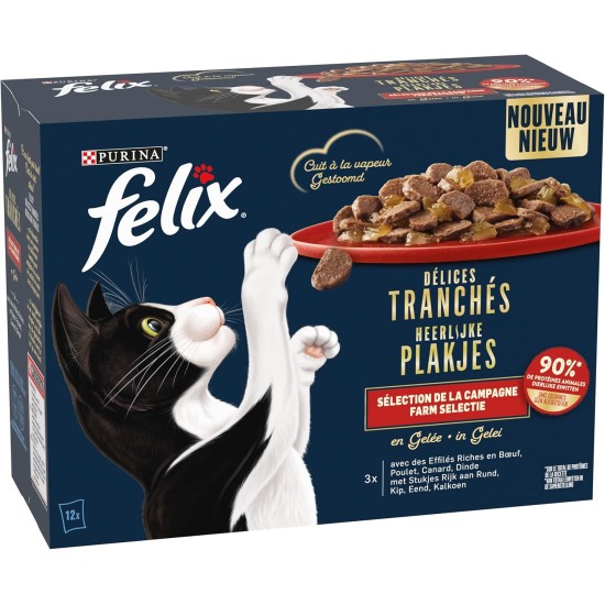 FELIX Country House Delices in Slices | Cat | Jelly | Selection of Beef, Chicken, Duck and Turkey | 12 x 80g | Fresh Bags FELIX Country House Delices in Slices | Cat | Jelly | Selection of Beef, Chicken, Duck and Turkey | 12 x 80g | Fresh Bags