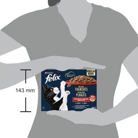 FELIX Country House Delices in Slices | Cat | Jelly | Selection of Beef, Chicken, Duck and Turkey | 12 x 80g | Fresh Bags FELIX Country House Delices in Slices | Cat | Jelly | Selection of Beef, Chicken, Duck and Turkey | 12 x 80g | Fresh Bags