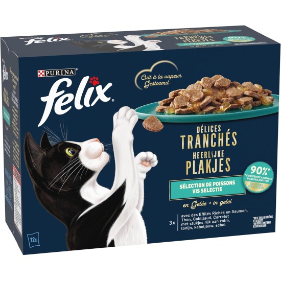 FELIX Country House Delices in Slices | Cat | Jelly | Selection of Beef, Chicken, Duck and Turkey | 12 x 80g | Fresh Bags FELIX Country House Delices in Slices | Cat | Jelly | Selection of Beef, Chicken, Duck and Turkey | 12 x 80g | Fresh Bags