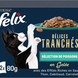 FELIX Jelly Cut Delights | Cat | Fish Selection | 12 x 80g | Fresh Bags FELIX Jelly Cut Delights | Cat | Fish Selection | 12 x 80g | Fresh Bags