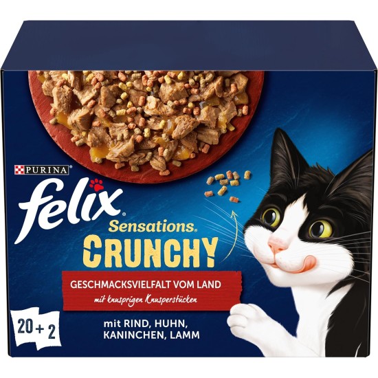 FELIX Sensations Crunchy Wet Cat Food in Jelly, Variety Mix, Pack of 6 (6 x 10 Bags of 85 g) FELIX Sensations Crunchy Wet Cat Food in Jelly, Variety Mix, Pack of 6 (6 x 10 Bags of 85 g)