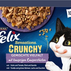 FELIX Sensations Crunchy Wet Cat Food in Jelly, Variety Mix, Pack of 6 (6 x 10 Bags of 85 g) FELIX Sensations Crunchy Wet Cat Food in Jelly, Variety Mix, Pack of 6 (6 x 10 Bags of 85 g)