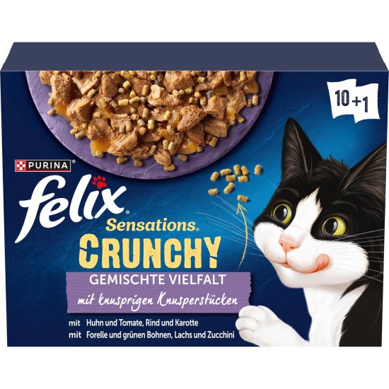 FELIX Sensations Crunchy Wet Cat Food in Jelly, Variety Mix, Pack of 6 (6 x 10 Bags of 85 g) FELIX Sensations Crunchy Wet Cat Food in Jelly, Variety Mix, Pack of 6 (6 x 10 Bags of 85 g)