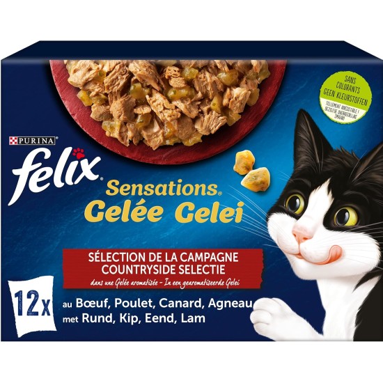 FELIX Sensations Jelly | Adult Cat | Selection of Beef, Chicken, Duck, Lamb | 12 x 85 g | Fresh Bags FELIX Sensations Jelly | Adult Cat | Selection of Beef, Chicken, Duck, Lamb | 12 x 85 g | Fresh Bags