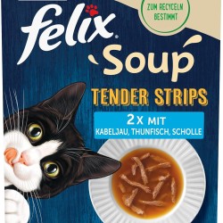 FELIX Soup Tender Strips, Soup for Cats, Variety of Flavours from the Water, Pack of 6 (6 x 48 g) FELIX Soup Tender Strips, Soup for Cats, Variety of Flavours from the Water, Pack of 6 (6 x 48 g)