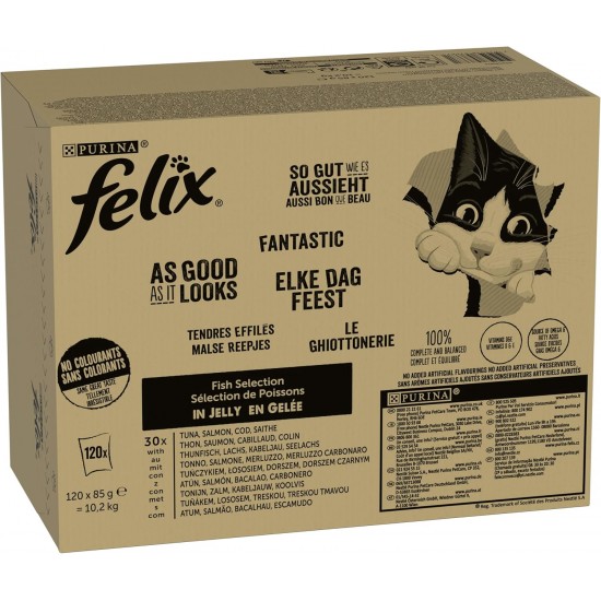 Felix As Good As It Looks Wet Cat Food in Jelly, Fish Variety Mix, Pack of 120 (120 x 85 g) Felix As Good As It Looks Wet Cat Food in Jelly, Fish Variety Mix, Pack of 120 (120 x 85 g)