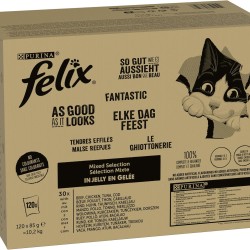 Felix Cat Food Wet in Jelly, Variety of Flavours, Large Pack of 120 (120 x 85 g) Felix Cat Food Wet in Jelly, Variety of Flavours, Large Pack of 120 (120 x 85 g)