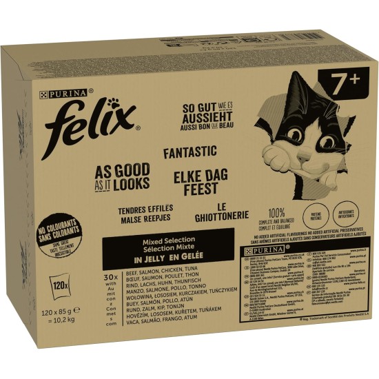 Felix Cat Food Wet in Jelly, Variety of Flavours, Large Pack of 120 (120 x 85 g) Felix Cat Food Wet in Jelly, Variety of Flavours, Large Pack of 120 (120 x 85 g)