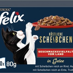 Felix Delicious Slices Wet Cat Food in Jelly, Country Flavour, Pack of 6 (6 x 10 Bags of 80 g) Felix Delicious Slices Wet Cat Food in Jelly, Country Flavour, Pack of 6 (6 x 10 Bags of 80 g)