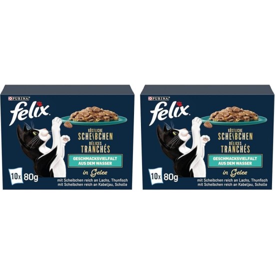 Felix Delicious Slices Wet Cat Food in Jelly, Country Flavour, Pack of 6 (6 x 10 Bags of 80 g) Felix Delicious Slices Wet Cat Food in Jelly, Country Flavour, Pack of 6 (6 x 10 Bags of 80 g)