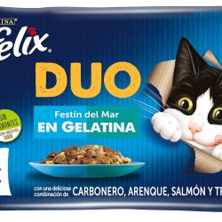 Felix Duo Adult Cat Wet Food Jelly Assortment Coalfish Herring Salmon Trout 12 Packs of 4 85g Bags (48 Envelopes) Felix Duo Adult Cat Wet Food Jelly Assortment Coalfish Herring Salmon Trout 12 Packs of 4 85g Bags (48 Envelopes)