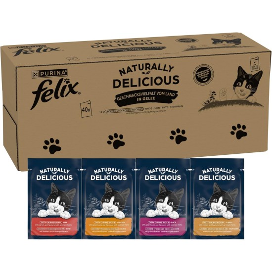 Felix Naturally Delicious, Wet Cat Food with Vegetables in Jelly, Pack of 80 (2 x 40 x 80 g) Felix Naturally Delicious, Wet Cat Food with Vegetables in Jelly, Pack of 80 (2 x 40 x 80 g)