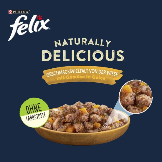 Felix Naturally Delicious, Wet Cat Food with Vegetables in Jelly, Pack of 80 (2 x 40 x 80 g) Felix Naturally Delicious, Wet Cat Food with Vegetables in Jelly, Pack of 80 (2 x 40 x 80 g)