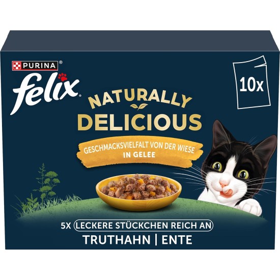 Felix Naturally Delicious, Wet Cat Food with Vegetables in Jelly, Pack of 80 (2 x 40 x 80 g) Felix Naturally Delicious, Wet Cat Food with Vegetables in Jelly, Pack of 80 (2 x 40 x 80 g)