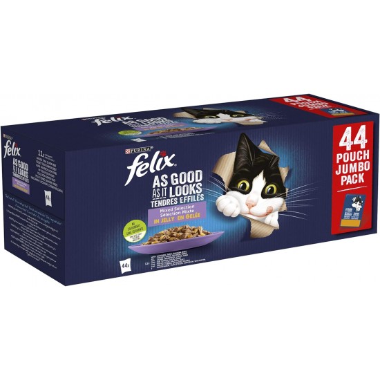 Felix Purina Fantastic Adult Wet Cat Food - 44 Bags of 85 g (1 Pack) Felix Purina Fantastic Adult Wet Cat Food - 44 Bags of 85 g (1 Pack)