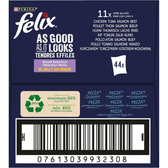 Felix Purina Fantastic Adult Wet Cat Food - 44 Bags of 85 g (1 Pack) Felix Purina Fantastic Adult Wet Cat Food - 44 Bags of 85 g (1 Pack)