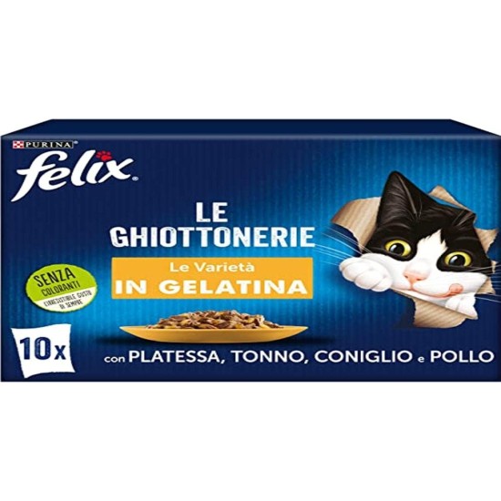 Felix Purina Le Ghiottonerie Wet Cat Food with Beef, Chicken, Salmon and Tuna, 60 Bags of 85 g Felix Purina Le Ghiottonerie Wet Cat Food with Beef, Chicken, Salmon and Tuna, 60 Bags of 85 g
