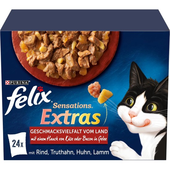 Felix Sensations Extras Wet Cat Food in Jelly, Variety of Flavours, 4 or 6 Packs Felix Sensations Extras Wet Cat Food in Jelly, Variety of Flavours, 4 or 6 Packs
